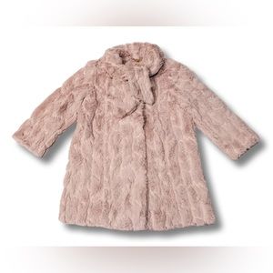 MILLY Minis Girl’s Tie Neck Faux Fur Coat/Jacket-5